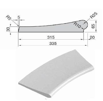 Preview: Bordo Poolrandstein, Farbe: weiß, gekrümmter Winkel, Radius: 1,75m